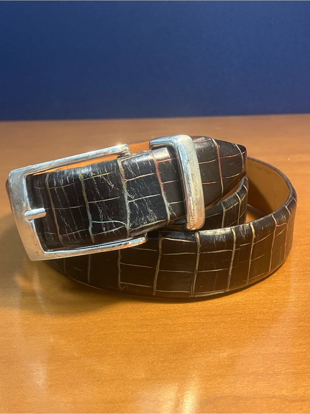 Vintage Martin Dingman 38 Black Leather Belt w colors hand made in USA vintage